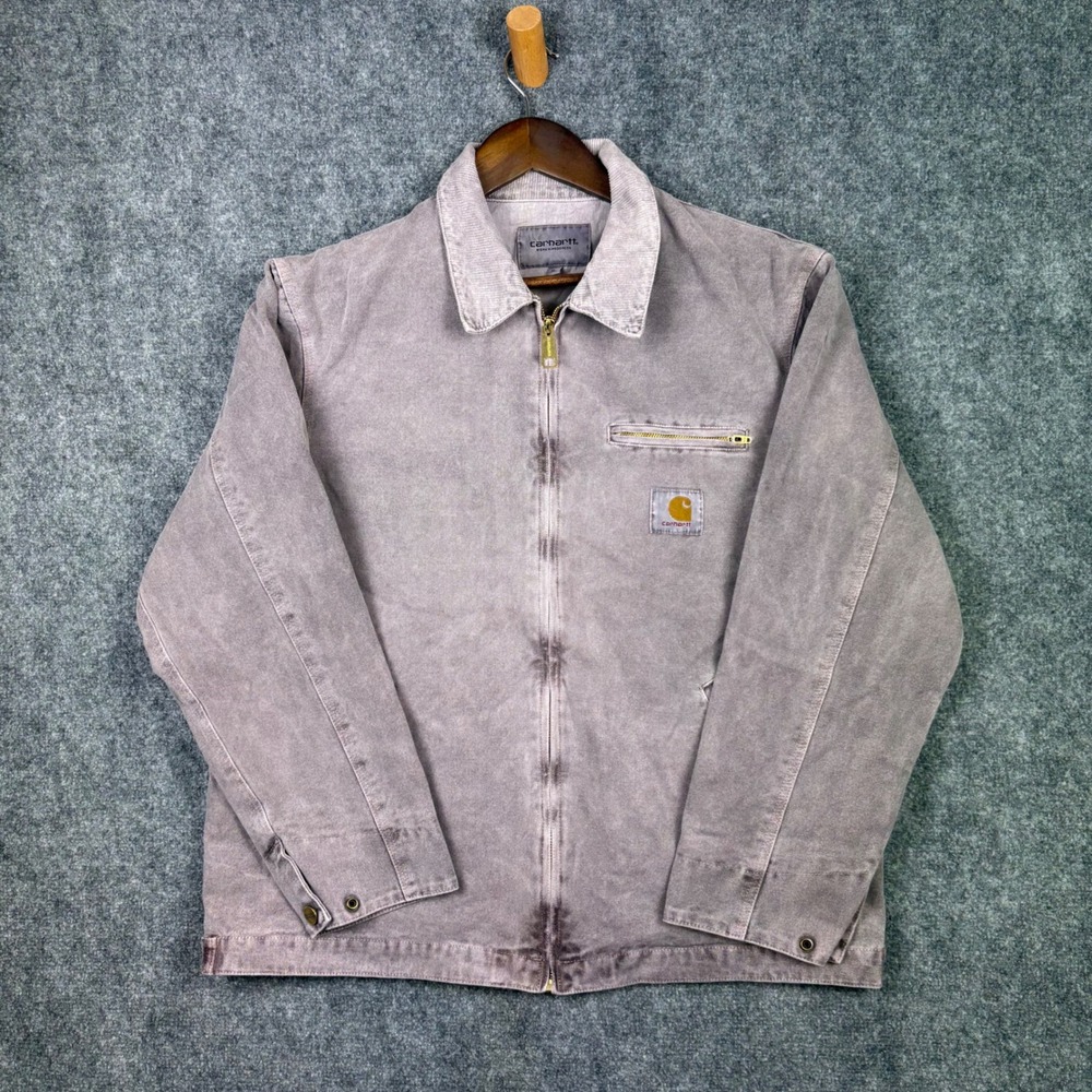 Carhartt Detroit Jacket Mens XL Purple Faded Canvas WIP Workwear Coat 0272